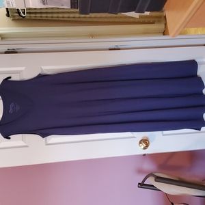 DREAMS & CO navy blue sleeveless v neck maxi dress w/ side pockets, size M.